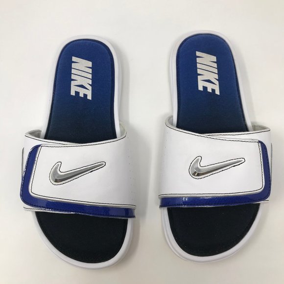 Nike Other - Nike Men Slide comfort 9 White Blue Logo Sandal